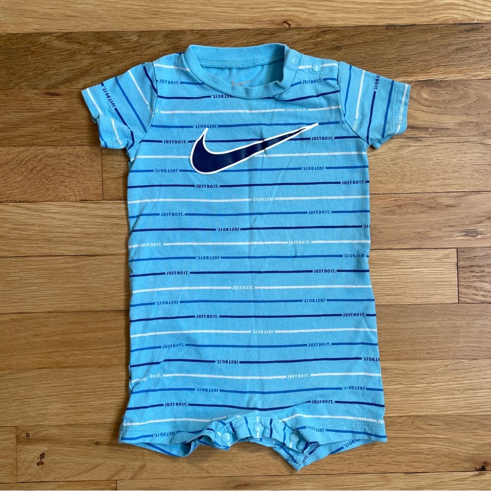 Nike Shortie Romper | 9 M | 100% Cotton | Baby Boy | Blue
